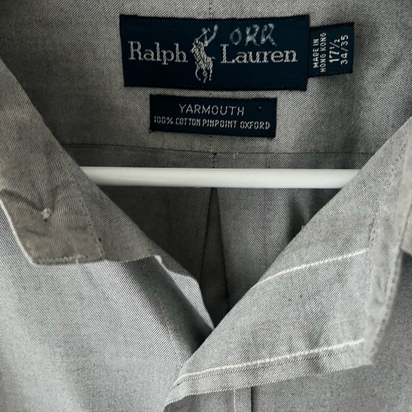 Ralph Lauren Mens Yarmouth Solid Gray Button Down Shirt Size XL Long Sleeve - Picture 4 of 6